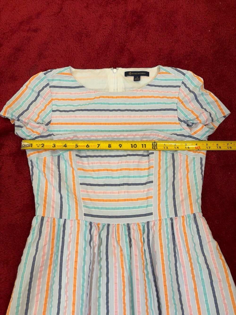 Brooks Brothers Striped Fit & Flare Dress Size 4 Pastel Cotton Blend Knee Length - Picture 6 of 7